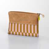 Pouch | Laminated Fabric with Genuine Leather Indie - Sunset / Chunky Zip Makeup Fabric Bag by Thandana