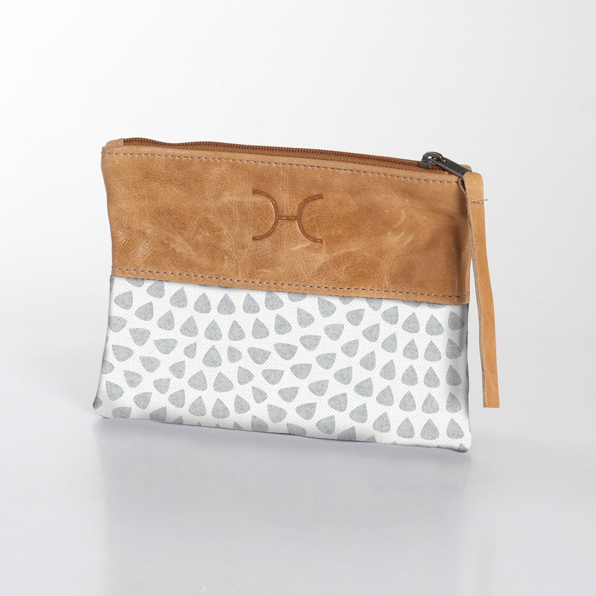 Pouch | Laminated Fabric with Genuine Leather Scale Away with me - Moonstruck / Chunky Zip Makeup Fabric Bag by Thandana