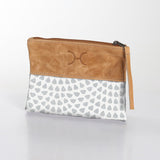 Pouch | Laminated Fabric with Genuine Leather Scale Away with me - Moonstruck / Chunky Zip Makeup Fabric Bag by Thandana