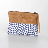 Pouch | Laminated Fabric with Genuine Leather Scale Away with me - Dazzling Blue / Chunky Zip Makeup Fabric Bag