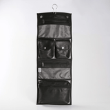 Roll Up Toiletry | Genuine Leather Black Leather Toiletry Bag by Thandana