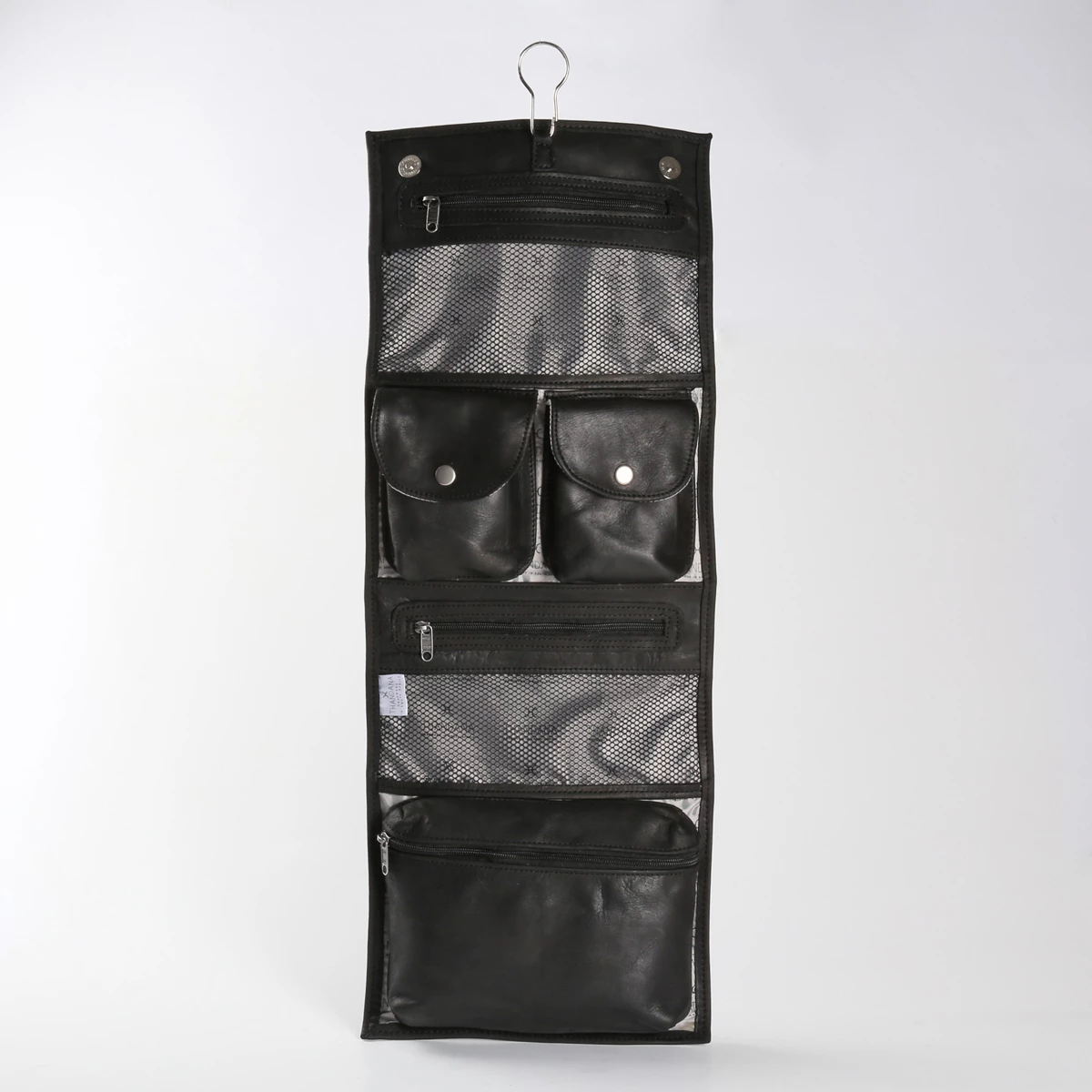 Roll Up Toiletry | Genuine Leather | Corporate Black Leather Toiletry Bag by Thandana