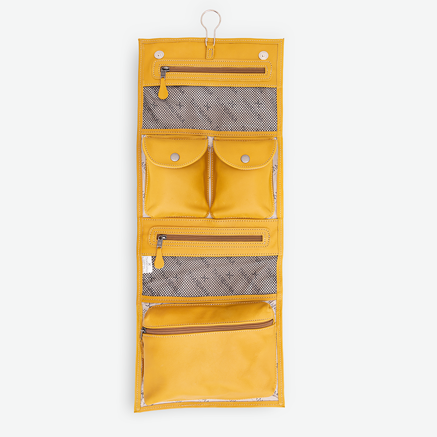 Roll Up Toiletry | Genuine Leather | Corporate Mustard Leather Toiletry Bag by Thandana