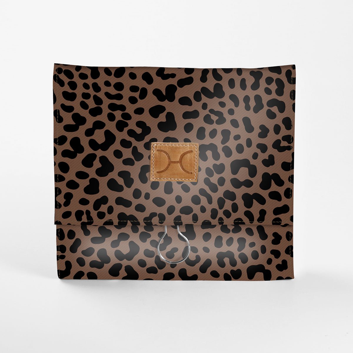 Roll Up Toiletry | Laminated Fabric with Genuine Leather Cheetah - Coffee / Chunky Zip Roll Up Toiletry Fabric