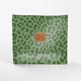 Roll Up Toiletry | Laminated Fabric with Genuine Leather Cheetah - Olive / Chunky Zip Roll Up Toiletry Fabric
