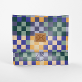 Roll Up Toiletry | Laminated Fabric with Genuine Leather | Corporate Checker - Jet / Chunky Zip Roll Up Toiletry Fabric