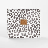 Roll Up Toiletry | Laminated Fabric with Genuine Leather | Corporate Cheetah - White / Chunky Zip Roll Up Toiletry