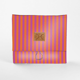 Roll Up Toiletry | Laminated Fabric with Genuine Leather Linear - Preppy / Chunky Zip Roll Up Toiletry Fabric