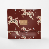 Roll Up Toiletry | Laminated Fabric with Genuine Leather Midnight Pony - Cherry / Chunky Zip Roll Up Toiletry Fabric