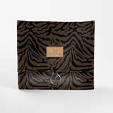 Roll Up Toiletry | Laminated Fabric with Genuine Leather Nomad Stripe - Coffee / Chunky Zip Roll Up Toiletry Fabric