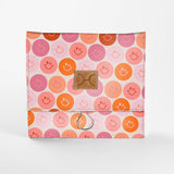 Roll Up Toiletry | Laminated Fabric with Genuine Leather Smiley - Blush / Chunky Zip Roll Up Toiletry Fabric by Thandana