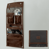 Roll Up Toiletry | Wax Canvas with Genuine Leather Toiletry Bag by Thandana