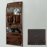 Roll Up Toiletry | Wax Canvas with Genuine Leather Toiletry Bag by Thandana