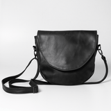 Saddle Handbag | Genuine Leather Black Leather / Gunmetal (default) Handbag by Thandana