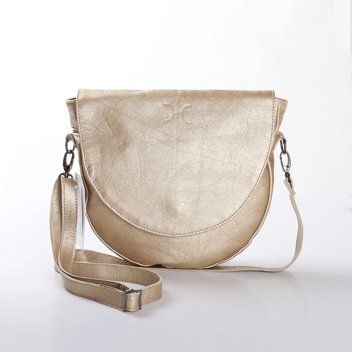 Saddle Handbag | Genuine Leather Gold Leather / Gunmetal (default) Handbag by Thandana