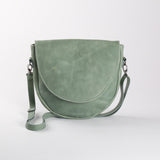 Saddle Handbag | Genuine Leather Green Leather / Gunmetal (default) Handbag by Thandana