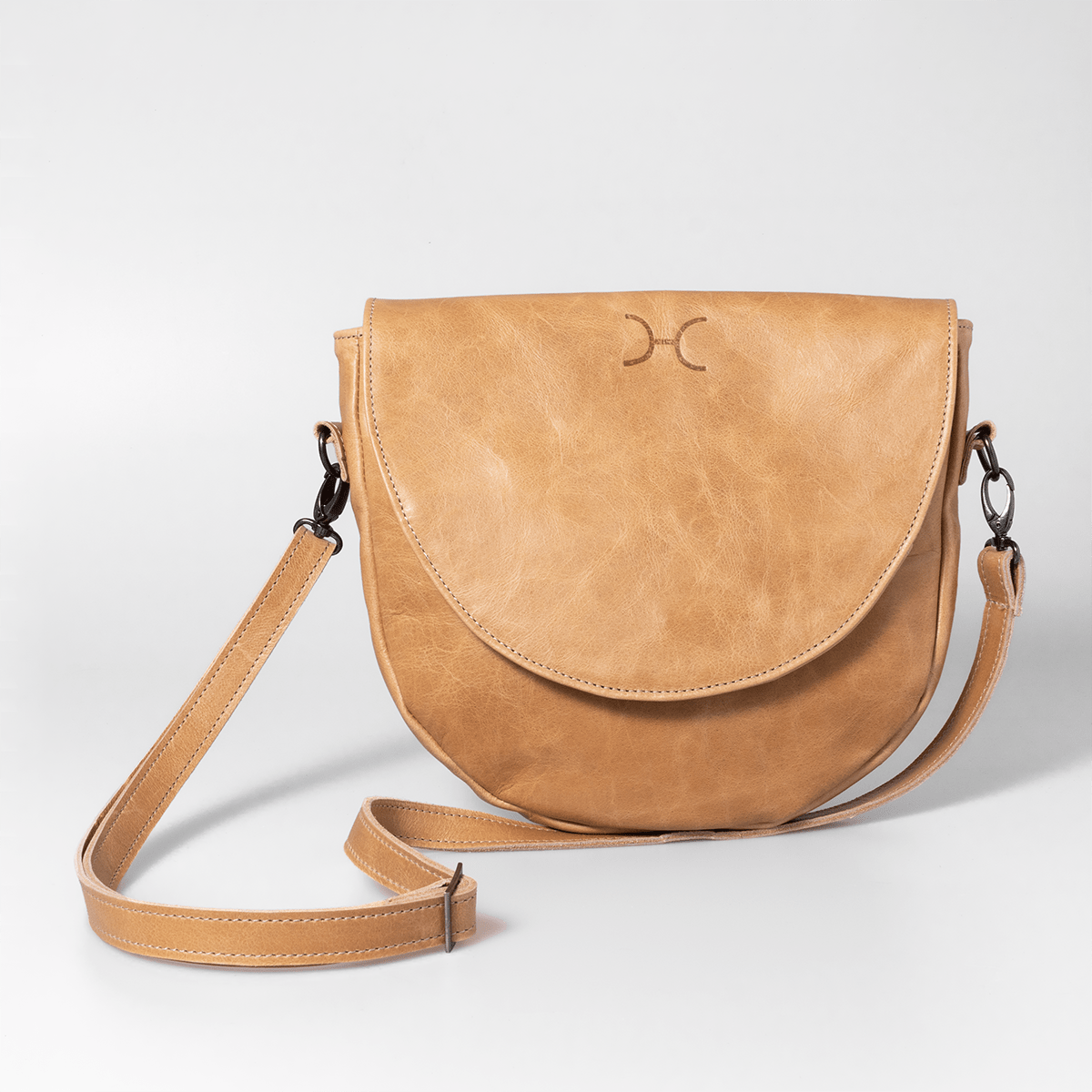 Saddle Handbag | Genuine Leather Hazelnut Leather / Gunmetal (default) Handbag by Thandana
