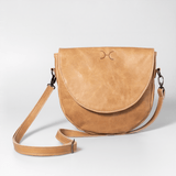Saddle Handbag | Genuine Leather Hazelnut Leather / Gunmetal (default) Handbag by Thandana