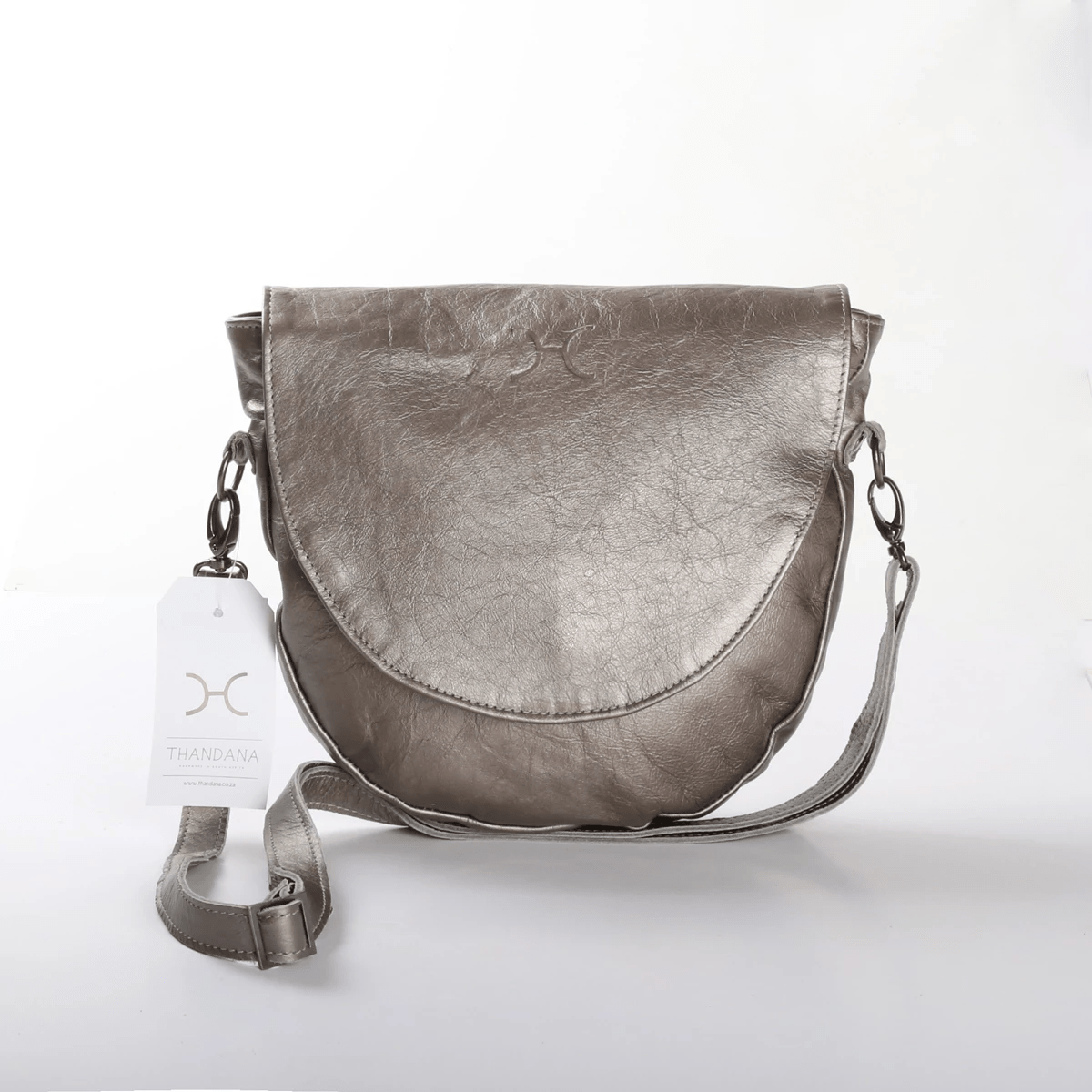 Saddle Handbag | Genuine Leather Pewter Leather / Gunmetal (default) Handbag by Thandana