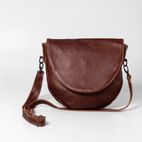 Saddle Handbag | Genuine Leather Tobac Leather / Gunmetal (default) Handbag by Thandana