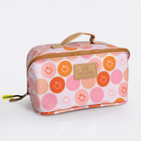 Side Mouth Maxi Vanity Bag | Laminated Fabric with Genuine Leather Smiley - Blush Side Mouth Vanity Fabric by Thandana