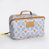 Side Mouth Maxi Vanity Bag | Laminated Fabric with Genuine Leather Nova - Mist Side Mouth Vanity Fabric by Thandana