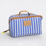 Side Mouth Maxi Vanity Bag | Laminated Fabric with Genuine Leather Linear - Jet Side Mouth Vanity Fabric by Thandana