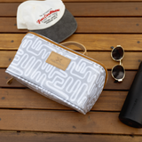 Side Mouth Maxi Vanity Bag | Laminated Fabric with Genuine Leather Side Mouth Vanity Fabric by Thandana