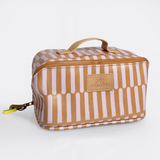 Side Mouth Maxi Vanity Bag | Laminated Fabric with Genuine Leather Indie - Sunset Side Mouth Vanity Fabric by Thandana