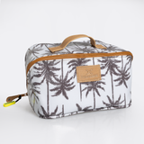 Side Mouth Maxi Vanity Bag | Laminated Fabric with Genuine Leather Palm - Neutral Side Mouth Vanity Fabric by Thandana