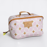 Side Mouth Maxi Vanity Bag | Laminated Fabric with Genuine Leather Nova - Blush Side Mouth Vanity Fabric by Thandana
