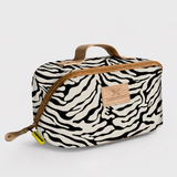 Side Mouth Maxi Vanity Bag | Laminated Fabric with Genuine Leather Nomad Stripe - Pitch Side Mouth Vanity Fabric