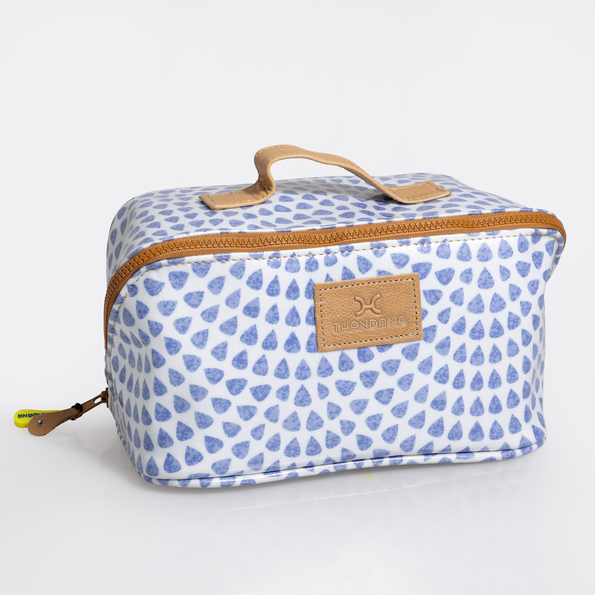Side Mouth Maxi Vanity Bag | Laminated Fabric with Genuine Leather Scale Away with me - Dazzling Blue Side Mouth Vanity