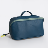 Side Mouth Maxi Vanity | Genuine Leather Aqua Leather Vanity Bag by Thandana