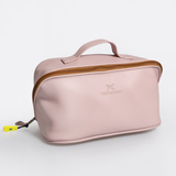 Side Mouth Maxi Vanity | Genuine Leather Blush Leather Vanity Bag by Thandana