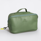 Side Mouth Maxi Vanity | Genuine Leather Green Leather Vanity Bag by Thandana