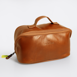 Side Mouth Maxi Vanity | Genuine Leather Toffee Leather Vanity Bag by Thandana