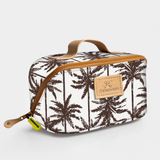 Side Mouth Vanity Bag | Laminated Fabric with Genuine Leather | Corporate Palm - Neutral Side Mouth Vanity Fabric