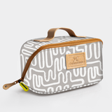 Side Mouth Vanity Bag | Laminated Fabric with Genuine Leather | Corporate Geo - Moonstruck Side Mouth Vanity Fabric