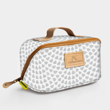 Side Mouth Vanity Bag | Laminated Fabric with Genuine Leather Scale Away with me - Moonstruck Side Mouth Vanity Fabric