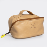 Side Mouth Vanity | Genuine Leather Hazelnut Leather Vanity Bag by Thandana
