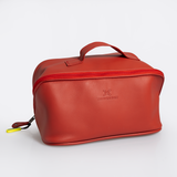 Side Mouth Vanity | Genuine Leather Red Leather Vanity Bag by Thandana