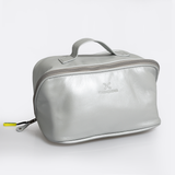 Side Mouth Vanity | Genuine Leather Silver Leather Vanity Bag by Thandana