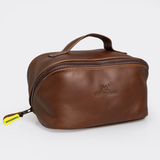 Side Mouth Vanity | Genuine Leather Tobac Leather Vanity Bag by Thandana
