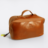 Side Mouth Vanity | Genuine Leather Toffee Leather Vanity Bag by Thandana