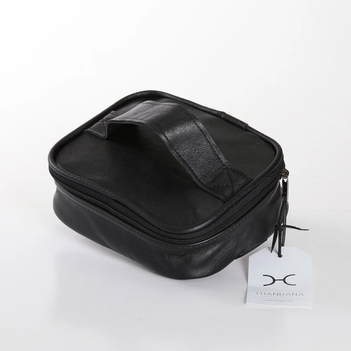 Single Toiletry | Genuine Leather Black Leather Toiletry Bag by Thandana