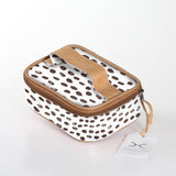 Single Toiletry | Laminated Fabric with Genuine Leather Seeds – White / Chunky Zip (new) Single Toiltery Fabric