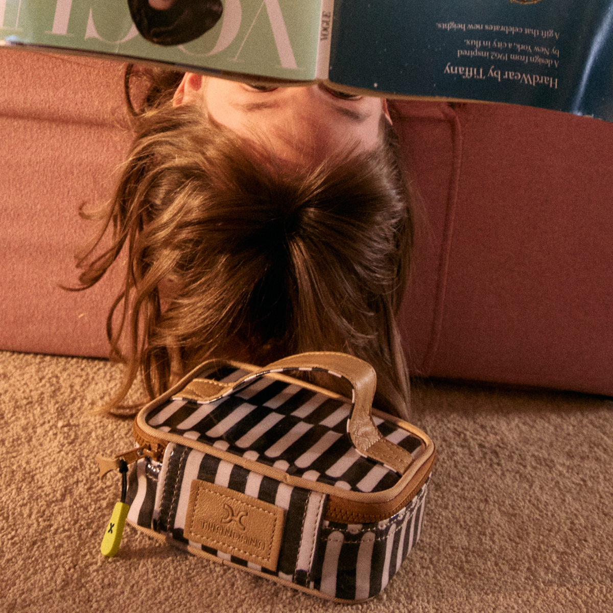 Single Toiletry | Laminated Fabric with Genuine Leather Single Toiltery Fabric by Thandana