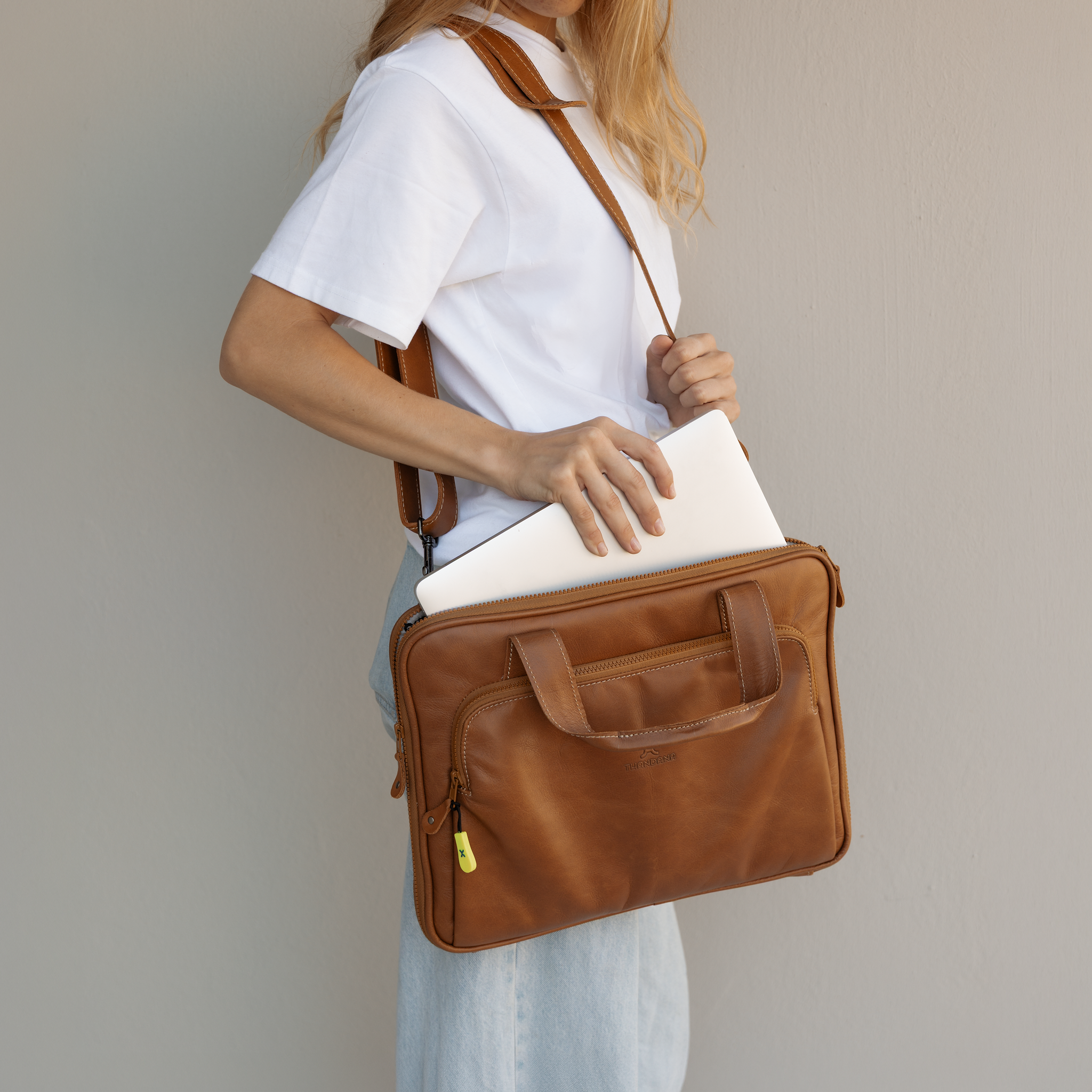 Slimline Laptop Bag 15’ | Genuine Leather Laptop Bag Leather by Thandana