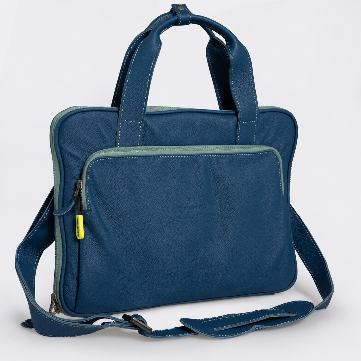 Slimline Laptop Bag 15’ | Genuine Leather Aqua Leather Laptop Bag Leather by Thandana